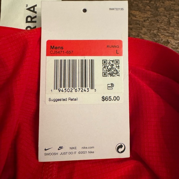 NWT Men's Nike Running lined 5" inseam sz L University Red - Picture 2 of 6